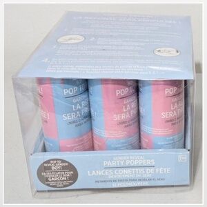 New Amscan Gender Reveal Baby Party Confetti Poppers 12 Pieces Boy Blue NWT